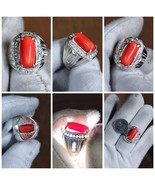 Natural untreated Italian Coral Marjan 6.8 Carat silver 925 Solid ring - $265.00