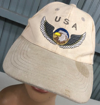 Freedom Eagle Wings USA Dirty Old Adjustable Baseball Cap Hat Flag Stars... - $9.15
