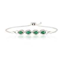 Emerald Diamond Adjustable Bracelet 18K White Gold - £1,545.31 GBP