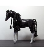 Black Dapple Horse 10 1/2&quot; Tall 10 1/2&quot; Long Black Mane Tail Big Eyes Wh... - $8.95