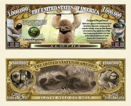 ✅ Pack of 25 Save the Sloths 1 Million Dollar Bills Collectible Novelty Money ✅ - £10.91 GBP