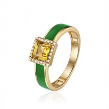 Diana M Jewels 0.60 Cts Yellow Citrine Enamel Diamond Ring Size One Size - $9,291.92 MXN