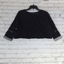 Ambiance Cropped Sweatshirt Womens Small Black Long Sleeve  - $17.88