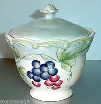 Lenox Tuscan Vine Rose Sugar Bowl Grapes Embossed Scalloped Rim New Boxed - $22.67