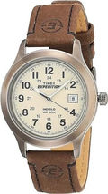 NEW Timex T49870, Men's "Expedition" Brown Leather Watch, Indiglo, Date - $55.00