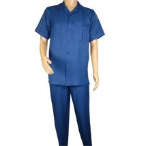 Men 2pc Walking Leisure Suit Short Sleeves By DREAMS 256-41 Sailor Blue image 2