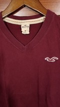 Men&#39;s Hollister by Abercrombie &amp; Fitch V-Neck T-shirt Dark Red MED - $7.91