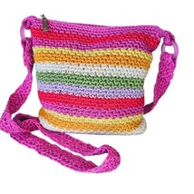 The Sak Rainbow Striped Multicolor Crochet Boho Crossbody Shoulder Bag P... - £15.19 GBP