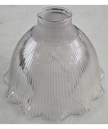 Vintage Holophane BS3 Reeded Clear Pressed Glass Pendant Lamp Light Shade - $65.78 CAD