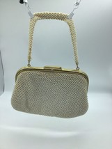 Beaded Ivory Cream Handbag True Vintage 1960s Beautiful Retro Purse Reversible - £16.44 GBP