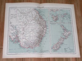 1907 Original Antique Map Southeastern Australia / New Zealand - $23.18