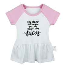 My Head Says GYM But My Heart Says Tacos Baby Girl Dresses Infant Cotton Clothes - £9.45 GBP