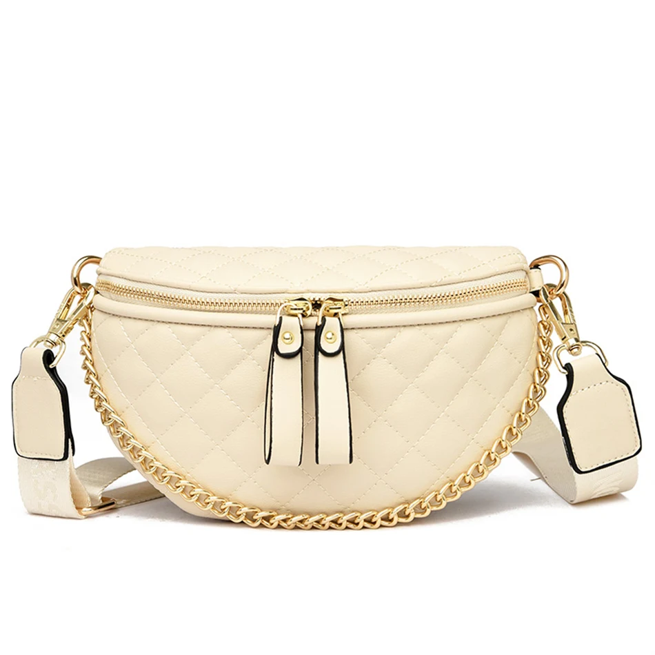 Diamond Lattice Saddle Chain Bag Soft Leather Shoulder Bags for Women 20... - £27.82 GBP