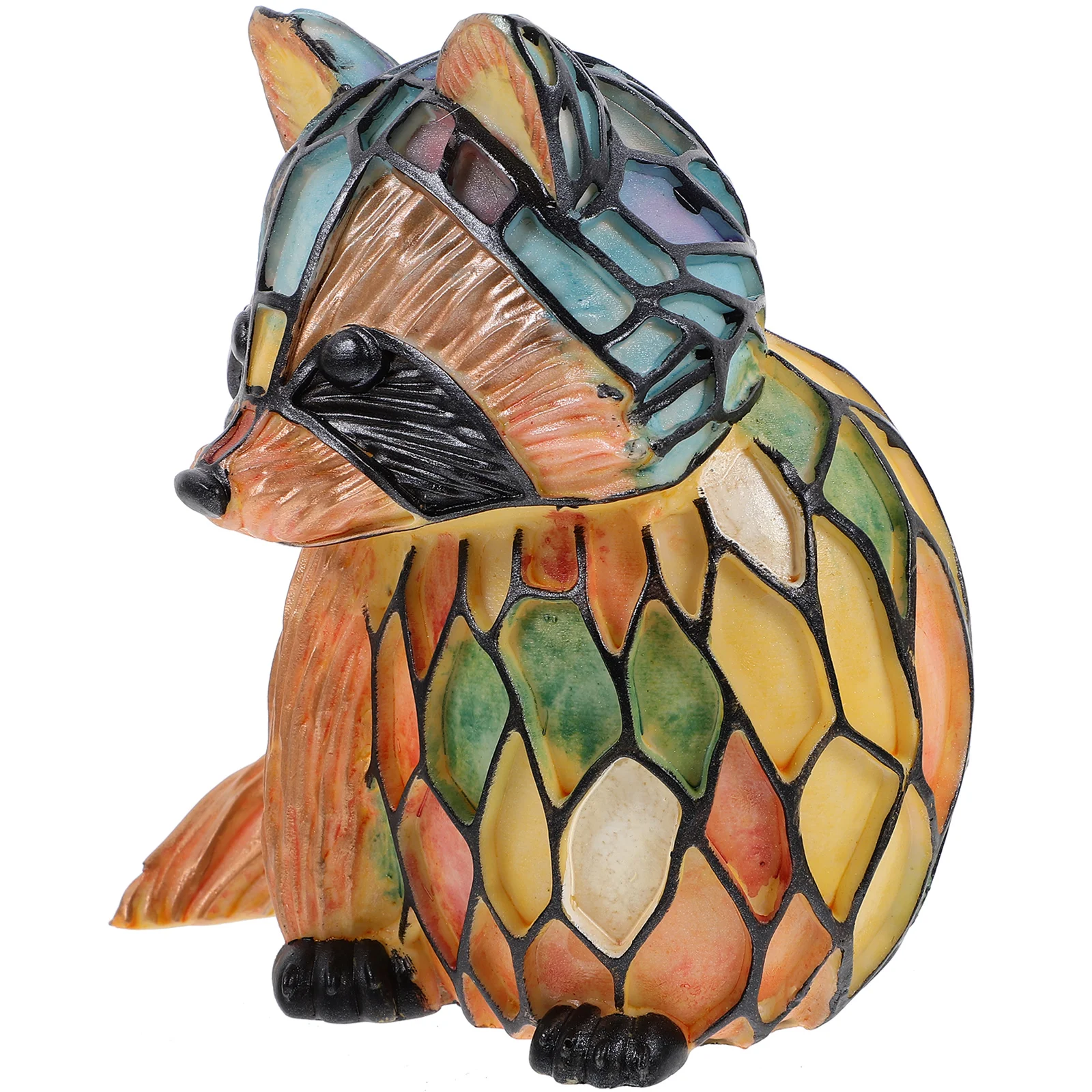 Raccoon Table Lamp Stained Glass Animal Night Light Retro Desk Lamps Bed... - $22.60