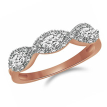 0.80CT Marquise LC Moissanite Infinity Engagement Ring 14K Rose Gold Plated Xmas - £58.41 GBP