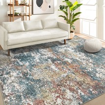 Area Rug Living Room Rugs: 8X10 Indoor Soft Fluffy Rug Abstract Carpet, Multi - £153.38 GBP