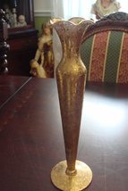 Glastonbury Lotus Gold Encrusted Etched Brocade Bud Vase[a2/ - £62.36 GBP