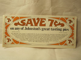 1970 Unused Store Coupon: 7c off Johnston&#39;s Pies products - £3.93 GBP