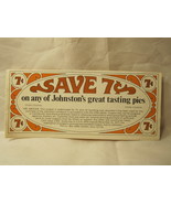 1970 Unused Store Coupon: 7c off Johnston&#39;s Pies products - £3.92 GBP