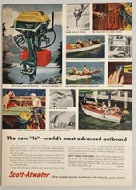 1956 Print Ad Scott-Atwater 16-HP Outboard Motors Electric Start Minneapolis,MN - $21.76
