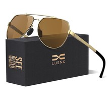 Men Women Aviator Sunglasses Polarized Shades Flexible Spring Hinge - Brown Lens - £31.59 GBP