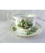 ROYAL ALBERT Full larger Size Cup &amp; Saucer Lily Of The Valley MAY 1970 E... - $47.52 CAD