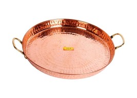 Handmade Pure Copper Hammered Big Platter-Serving Plate Try Us - £46.66 GBP
