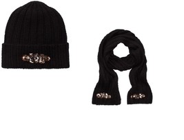  Juicy CoutureBlack Chucky Jewel Scarf &amp; Beanie set 100% Wool new - $118.79