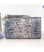 Brahmin Blue Filigree Melbourne Leather Daisy Clutch Wristlet NWT - $2,608.06 MXN