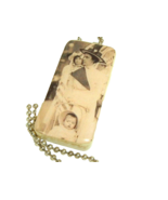 Handmade necklace Vtg Domino decoupage recycle image of baby woman weari... - £9.93 GBP