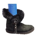 UGG Classic Tassle Charm Winter Ankle Boots Girls Size 4 Black Leather F... - $51.07