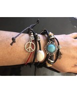 Canyon Sky Leather Rope Faux Turquoise Bracelet Set - $470.25 MXN