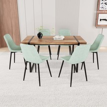 8-Pc Dining Set, 59&quot; MDF Table &amp; Velvet Chairs (Green) - $646.99