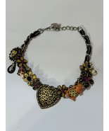 BETSEY JOHNSON Safari Jungle Love Heart Lion Monkey Hippo Flower Necklace - $194.63 CAD