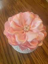 HANDMADE PINK SINGED SATIN PETAL FLOWER FOR A BROOCH, CORSAGE OR A HEADBAND - $11.88