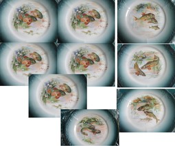 JOSEPH SCHACHTEL Silesia-Germany - c1890s luncheon 8&quot; plates fishes sets PICK 1 - £119.71 GBP+