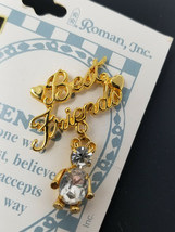 Lapel Pin Teddy Bear Austrian Crystal Best Friends Gold Color Vintage - £8.88 GBP