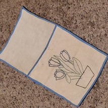 Antique Tulip Embroidery Hand Sewn Makeup Lingerie Pouch 11x6.5 Inch - $11.84