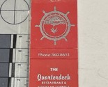 Matchbook Cover  The Quarterdeck Restaurant Treasure Island, FL  gmg  Un... - $12.38