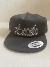 Budweiser Beer Boston Skyline Snapback Hat Gray Yupoong - $24.67
