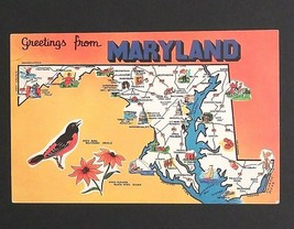 Maryland State Map Large Letter Greetings Dexter Press c1960s UNP Postcard (b) - £3.92 GBP
