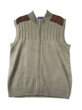 Alan Flusser Full Zip Outdoor Vest w/ Brown Trim—Large Sweater Shirt - £19.76 GBP