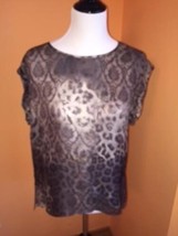  LES COPAINS Brown Floral Animal Print 100% Silk Sleeveless Blouse SZ IT 46 - $49.49