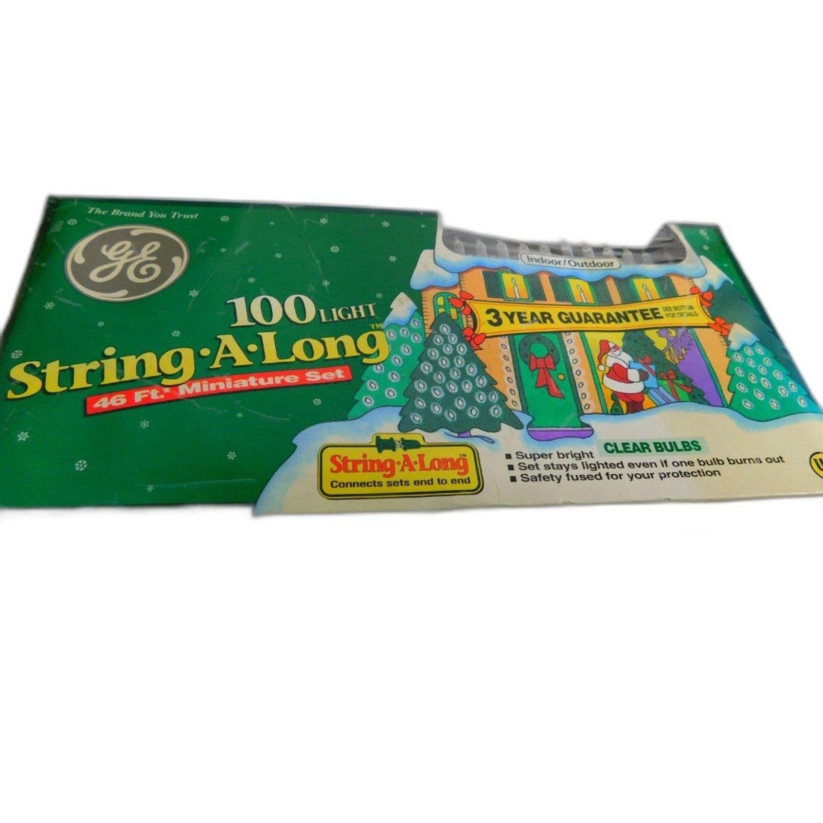 Primary image for GE 100 Light String A Long 46 Feet Minature Set Clear Bulbs New