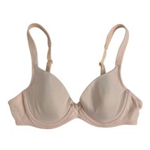 Vtg Victoria&#39;s Secret 34A Plunge Bra Underwire Adjustable Peach Demi Cup Padded - £12.27 GBP