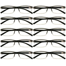 10 Packs Mens Rectangle Half Frame Reading Glasses Blue Light Blocking R... - $21.99