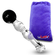 LeLuv Dotted Tip 3 Beads Straight Shaft with Large Round Cobalt Handle Dildo - £18.65 GBP