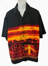 NO BOUNDARIES Men&#39;s Short Sleeve Button Down Polyester Shirt Black Large - $9.74