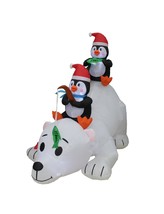USED 6 Foot Long Christmas Inflatable Penguins Fishing on Polar Bear Dec... - $38.61