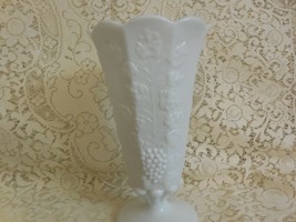 Westmoreland Glass Co White Milk Glass Paneled Grape  9.5&quot; Belled Footed... - $10.88